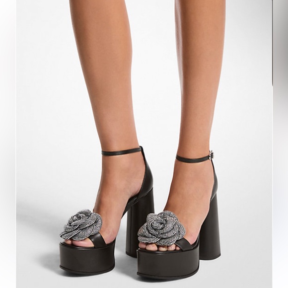 MICHAEL Michael Kors Shoes - MICHAEL Michael Kors Elodie Platform Sandal Leather/hot fix Stones.
